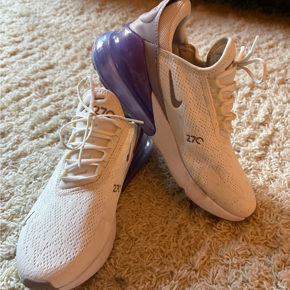 Nike Women's Air Max 270 Cream and Purple Sneakers